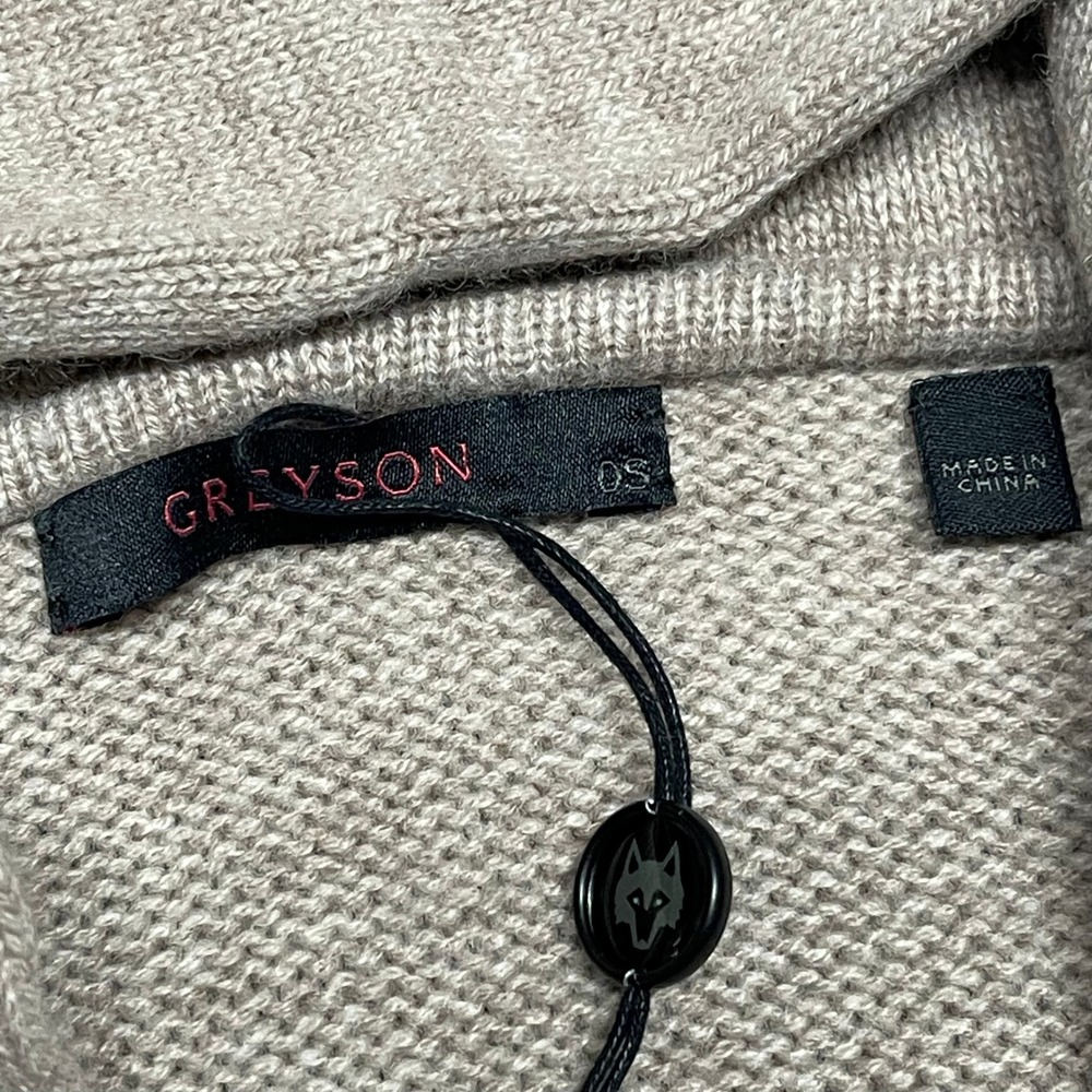 Greyson Poncho Womens One Size Fawn Heather Wool Cashmere Hooded Feather Lace Up - Picture 3 of 14